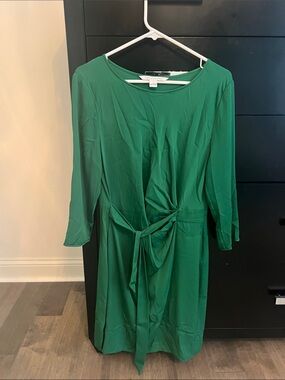 Diane Von Furstenberg Emerald Green Tie-Front Midi Dress